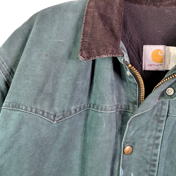 Carhartt C08HTG Vintage Union USA Santa Fe Ranch Corduroy Collar Green Coat L - Picture 4 of 16